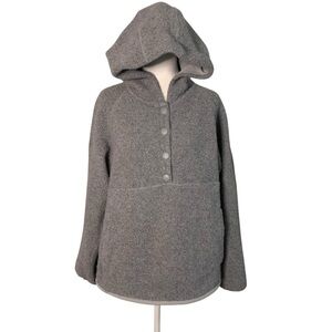 Outdoor Voices Women’s Medium Gray Hooded Quarter Snap Pull-Over Teddy Jacket